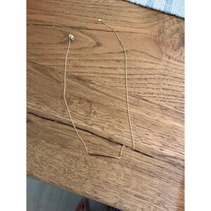 Gold Tone Minimalist Horizontal Bar Pendant Necklace Adjustable Cable Chain